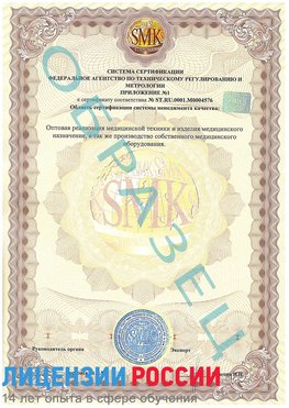 Образец сертификата соответствия (приложение) Орел Сертификат ISO 13485